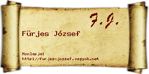 Fürjes József névjegykártya